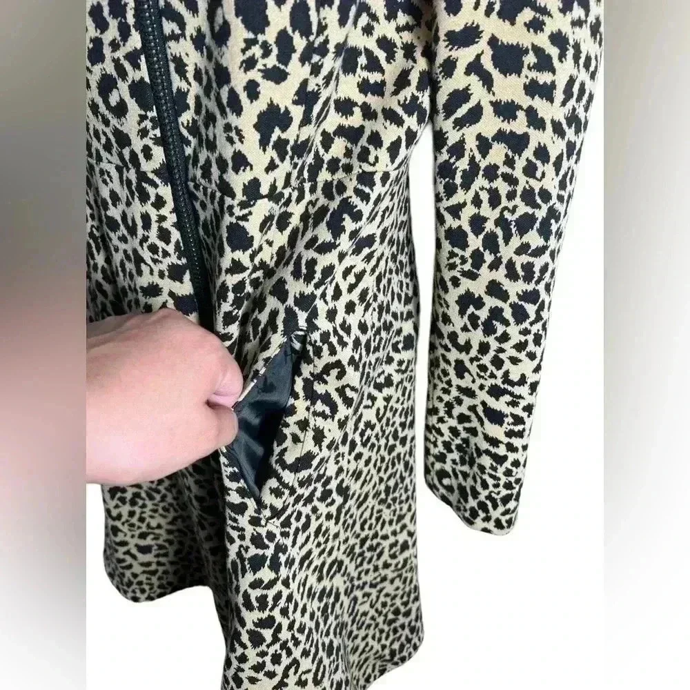 Grace Dane Lewis Leopard Print Flared Dress Coat – Size 4 - Picture 6 of 11